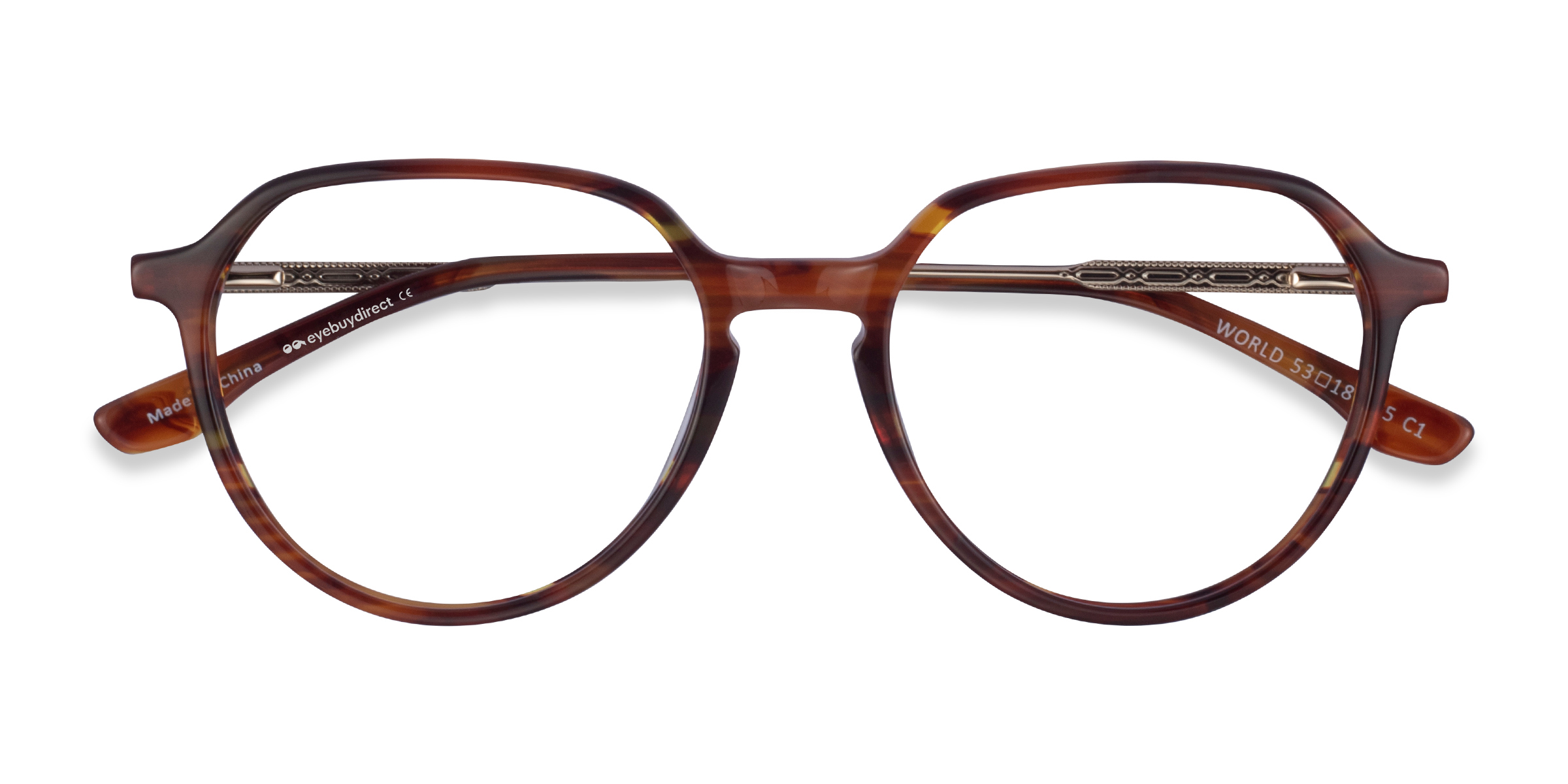 Brown Striped Light Gold World -  Acetate Eyeglasses