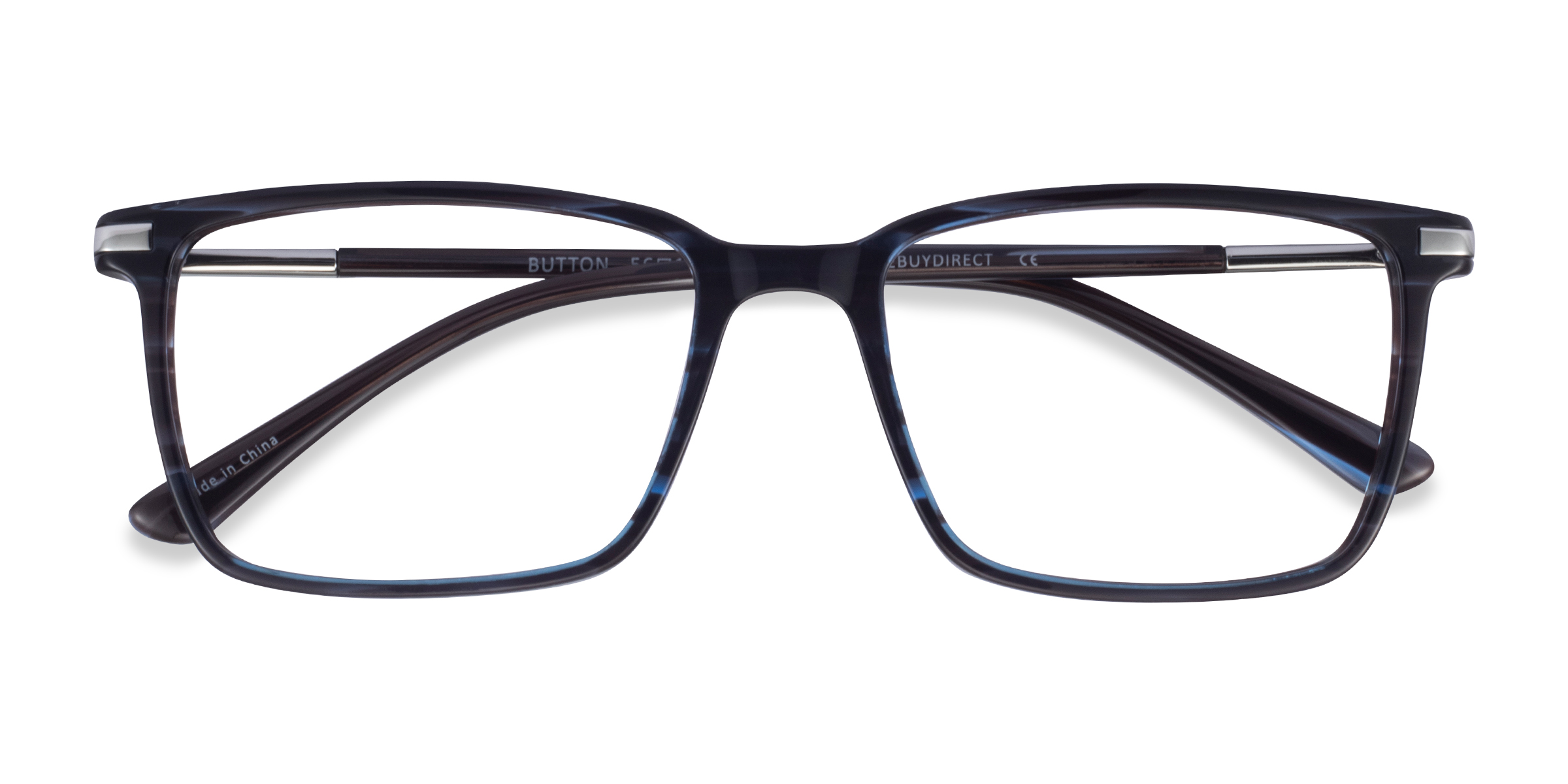 Striped Blue Button -  Acetate Eyeglasses