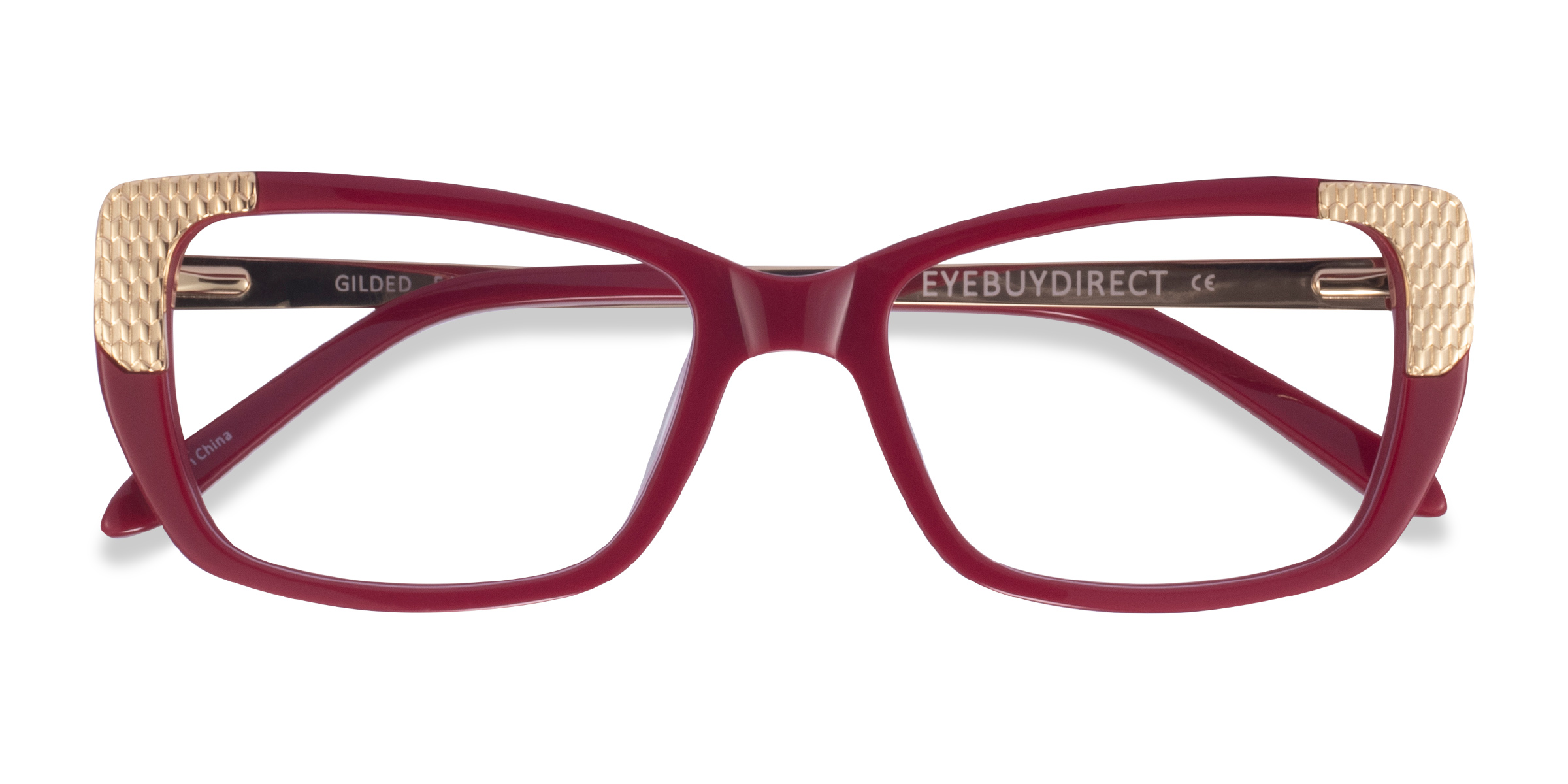 Burgundy Gold Gilded -  Acétate Lunettes de vue