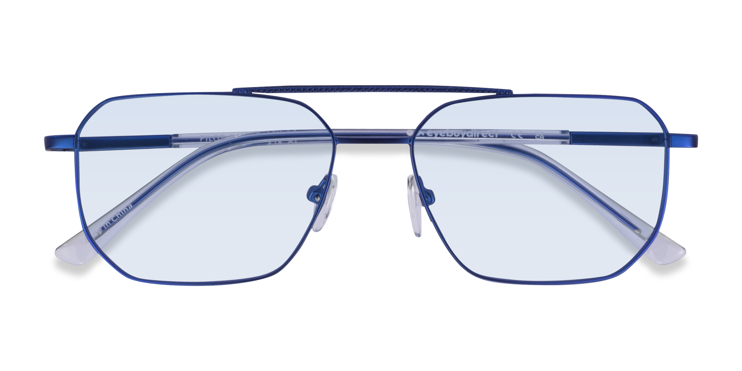 Matt Blue Shiny Clear Pilot -  Métal Lunettes de soleil