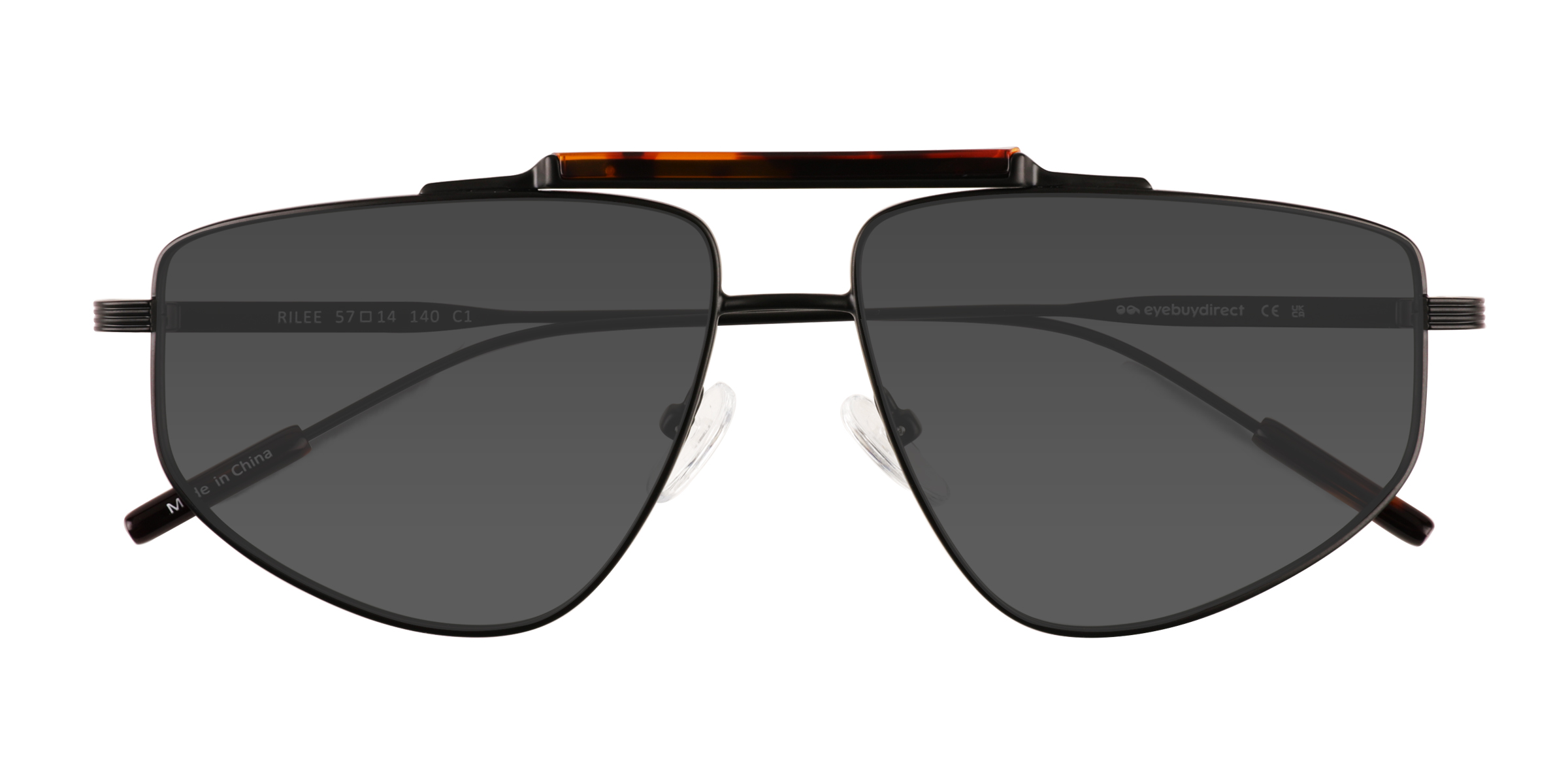 Tortoise Satin Black Rilee -  Metal Sunglasses