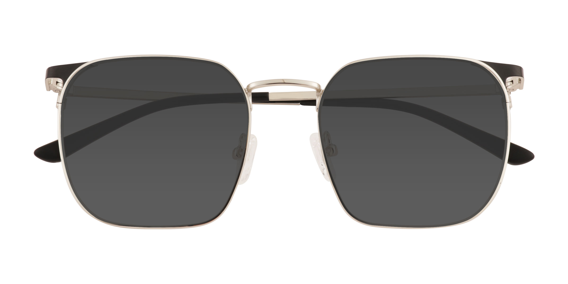 Shiny Silver Black Grey -  Metal Sunglasses