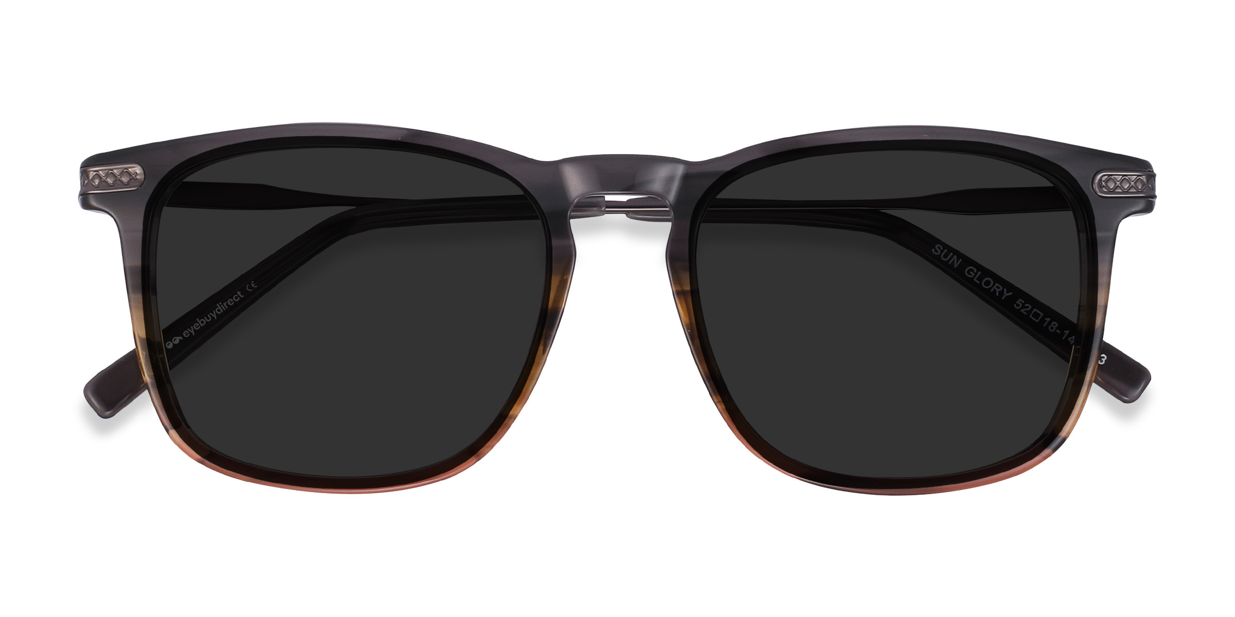 Gray Striped Sun Glory -  Acetate-metal Sunglasses