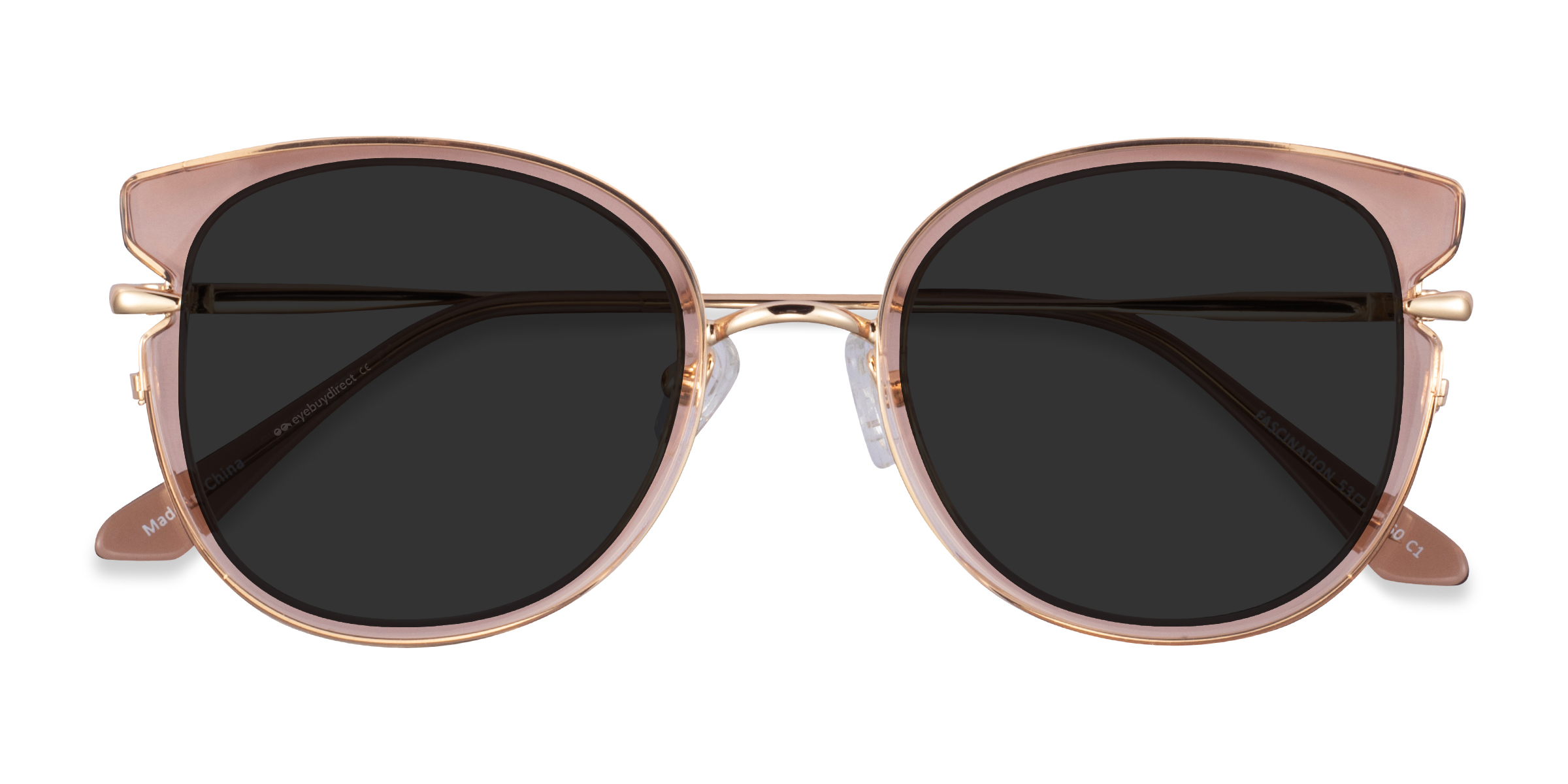 Clear Brown Gold Fascination -  Metal Sunglasses