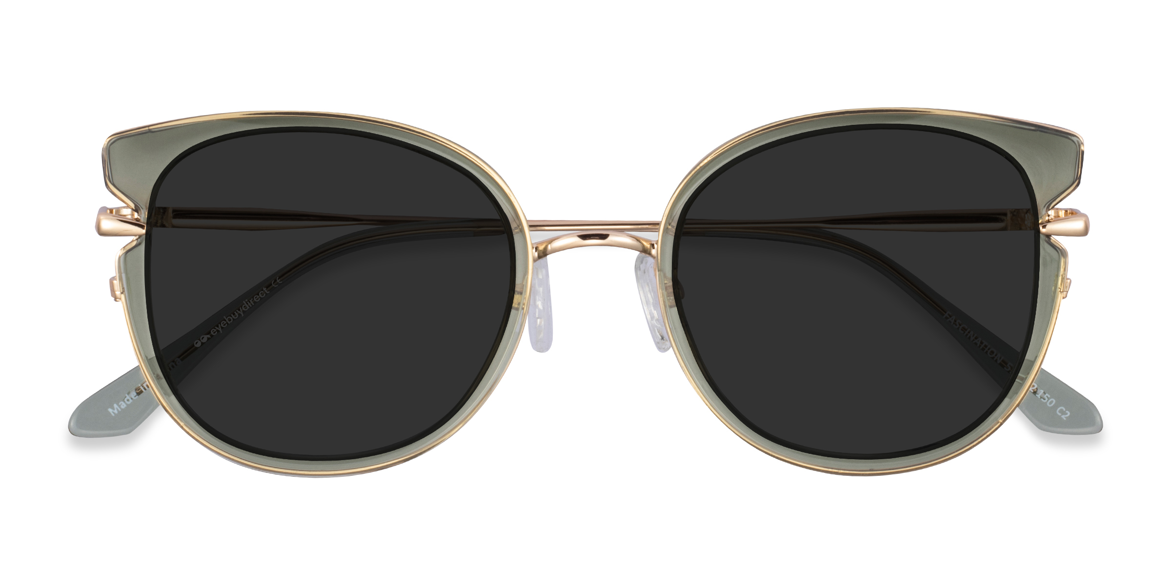 Clear Green Gold Fascination -  Metal Sunglasses