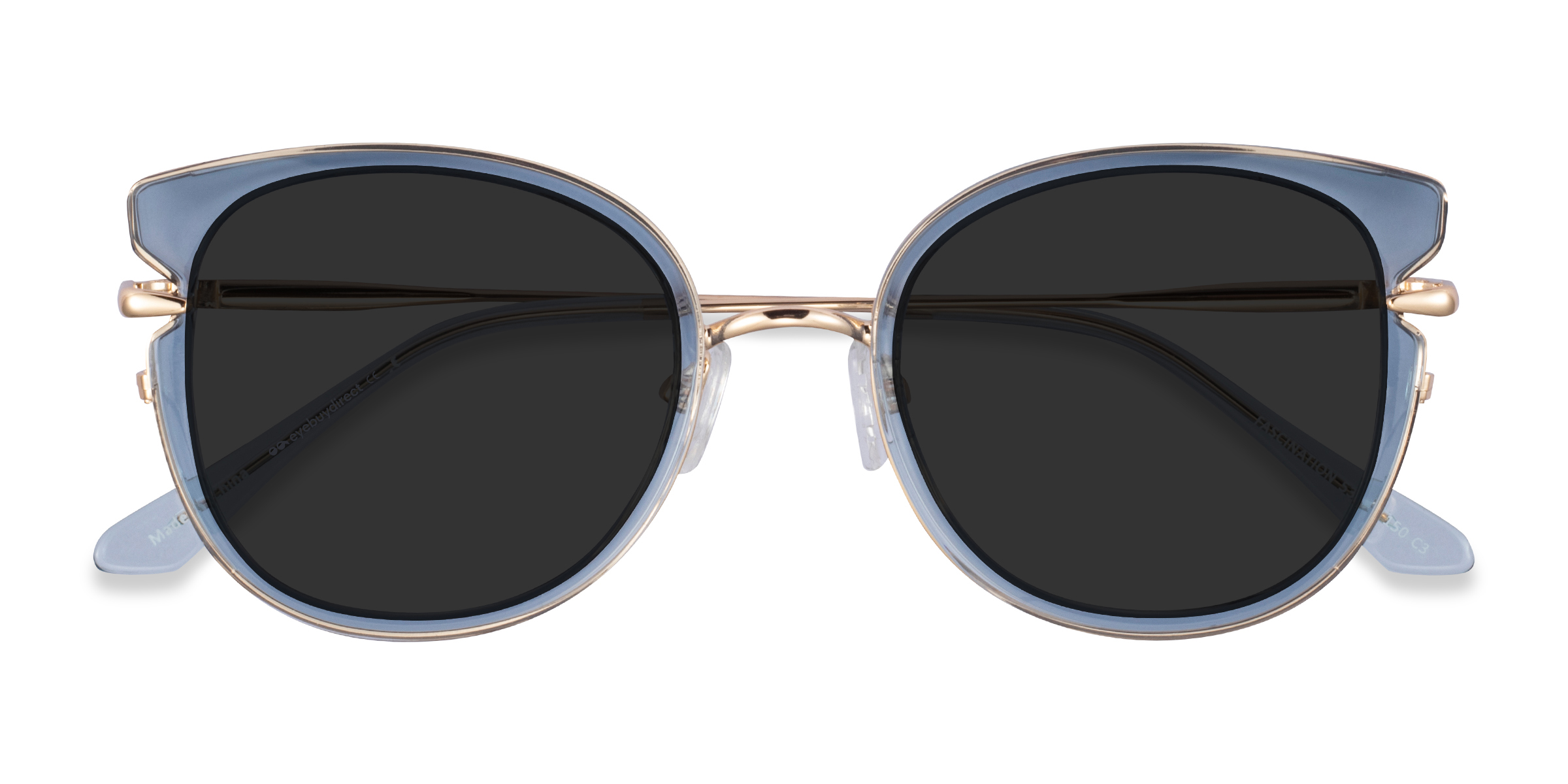 Clear Blue Gold Fascination -  Metal Sunglasses