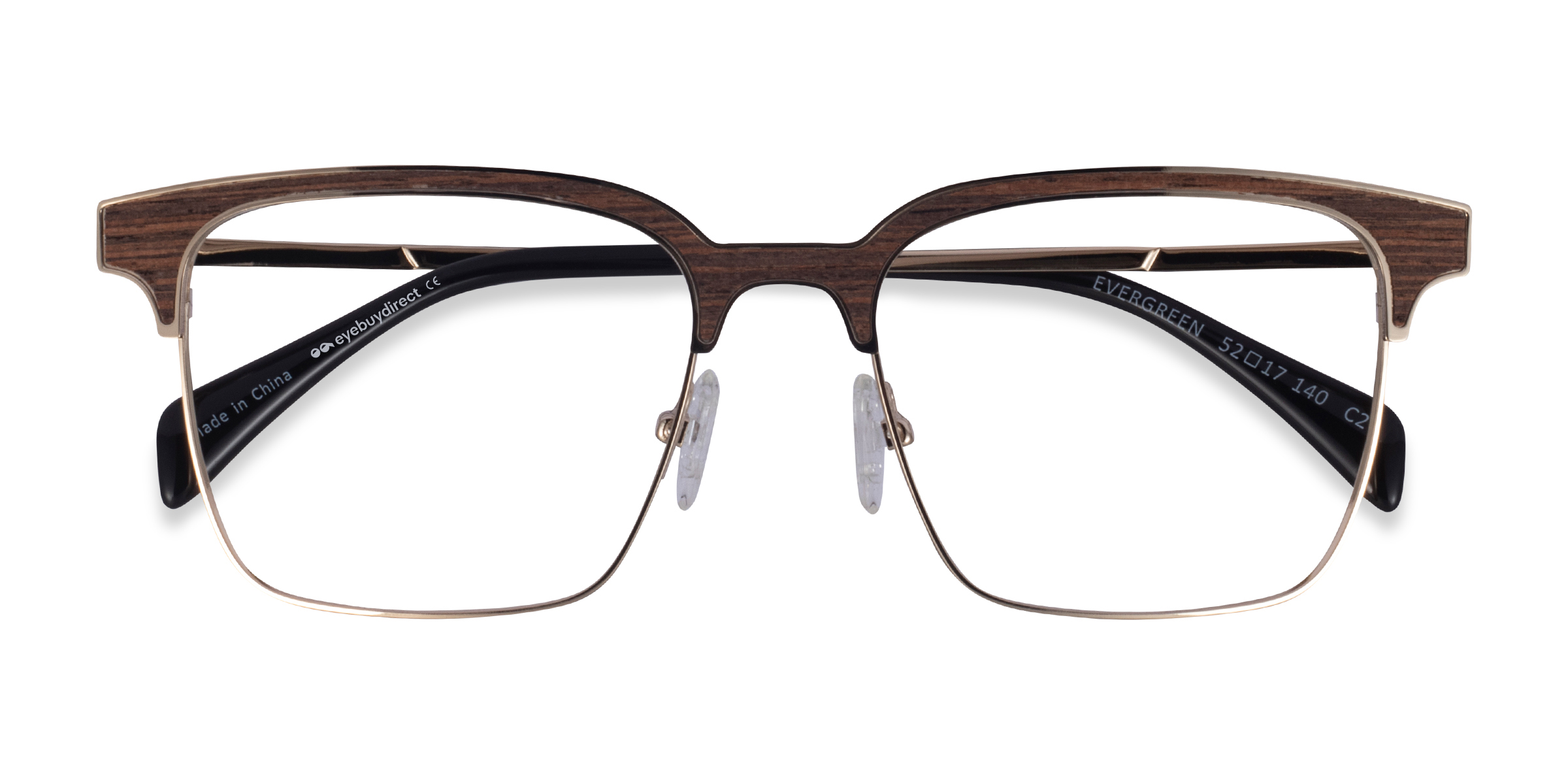 Gold & Wood Evergreen -  Wood-texture Eyeglasses