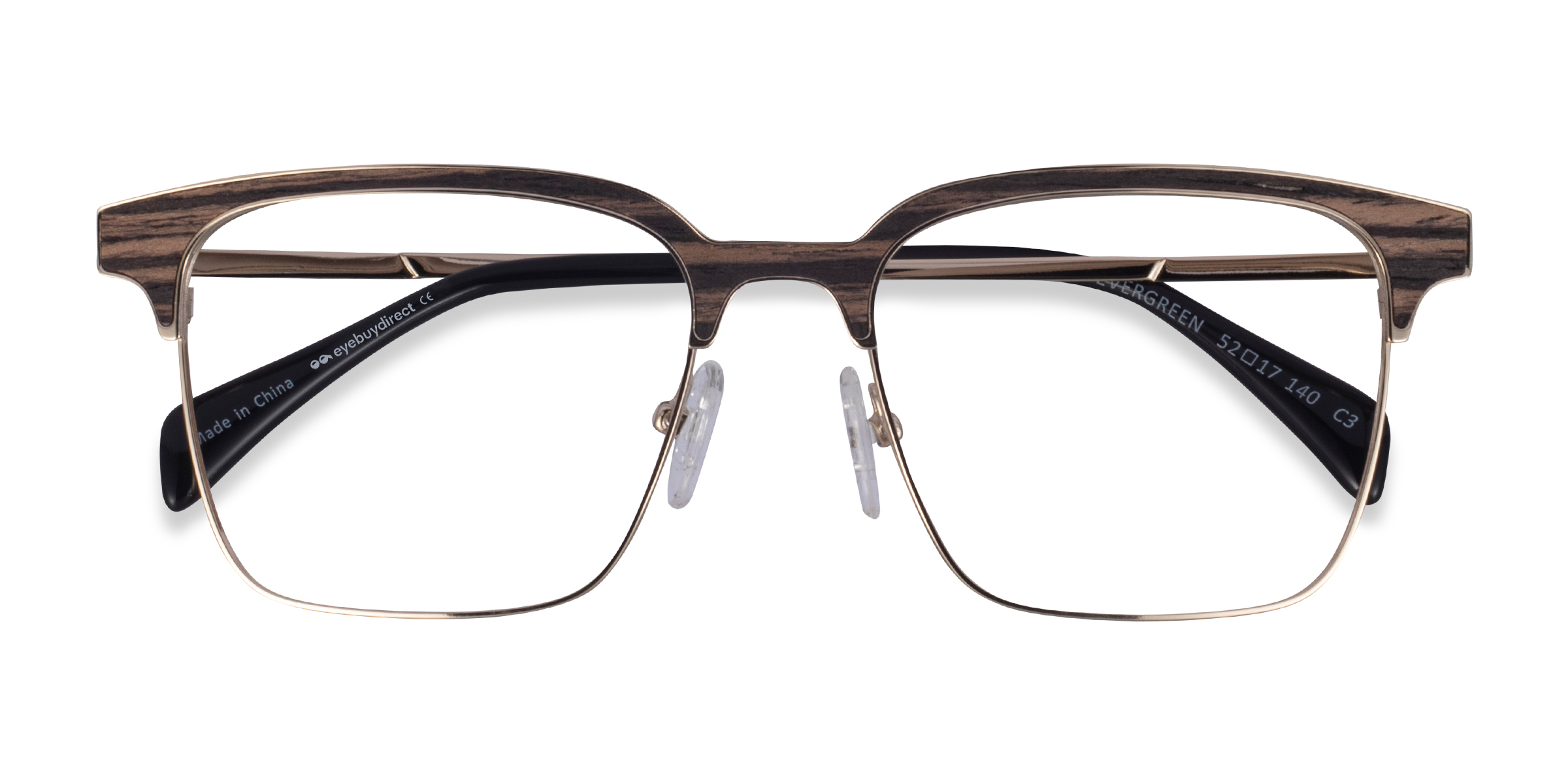 Gold & Striped Wood Evergreen -  Wood-texture Lunettes de vue